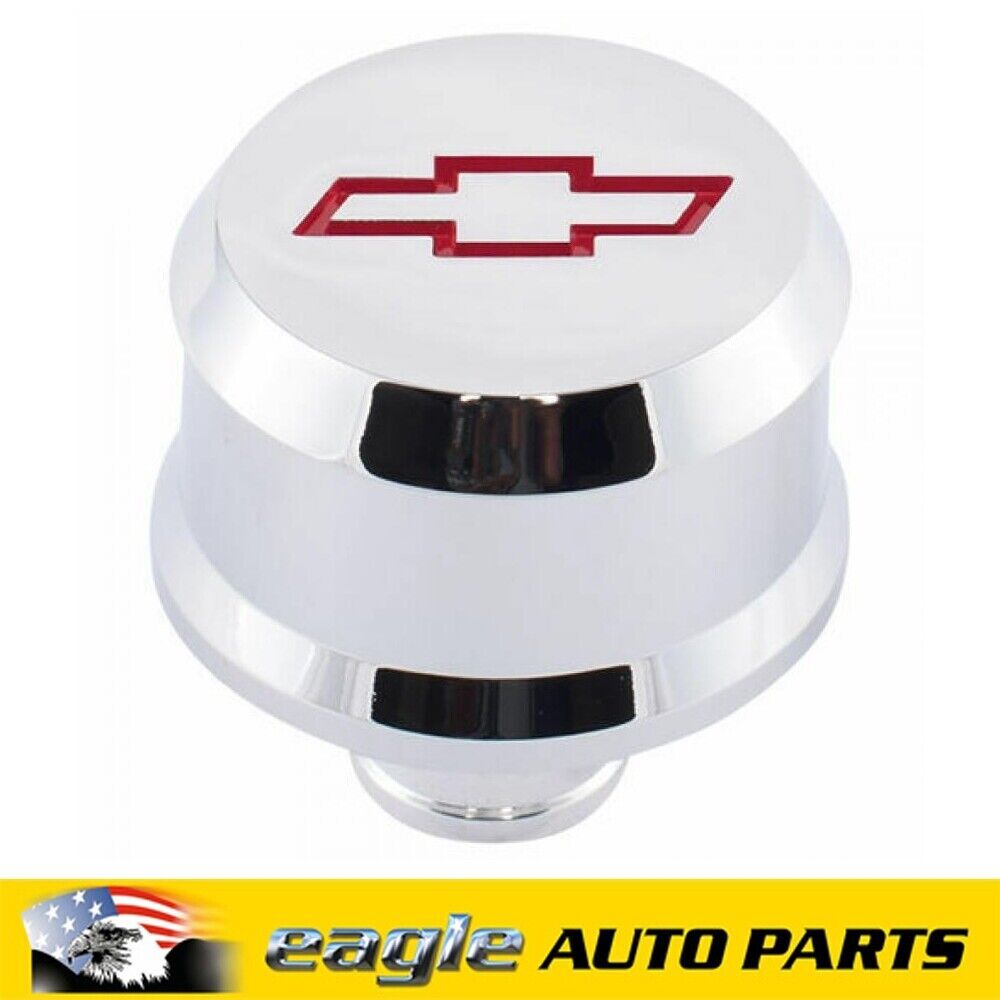 Proform Slant-Edge Chrome Aluminum Push-In Red Bowtie Breather Cap # 141-853