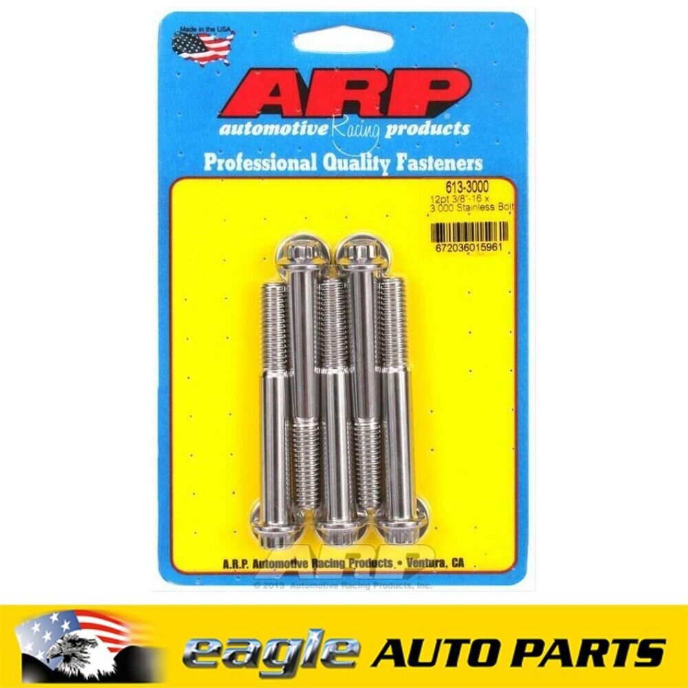 ARP Stainless Steel Bolts 3/8 in.-16 RH Thread, 3.000 in. UHL  # 613-3000