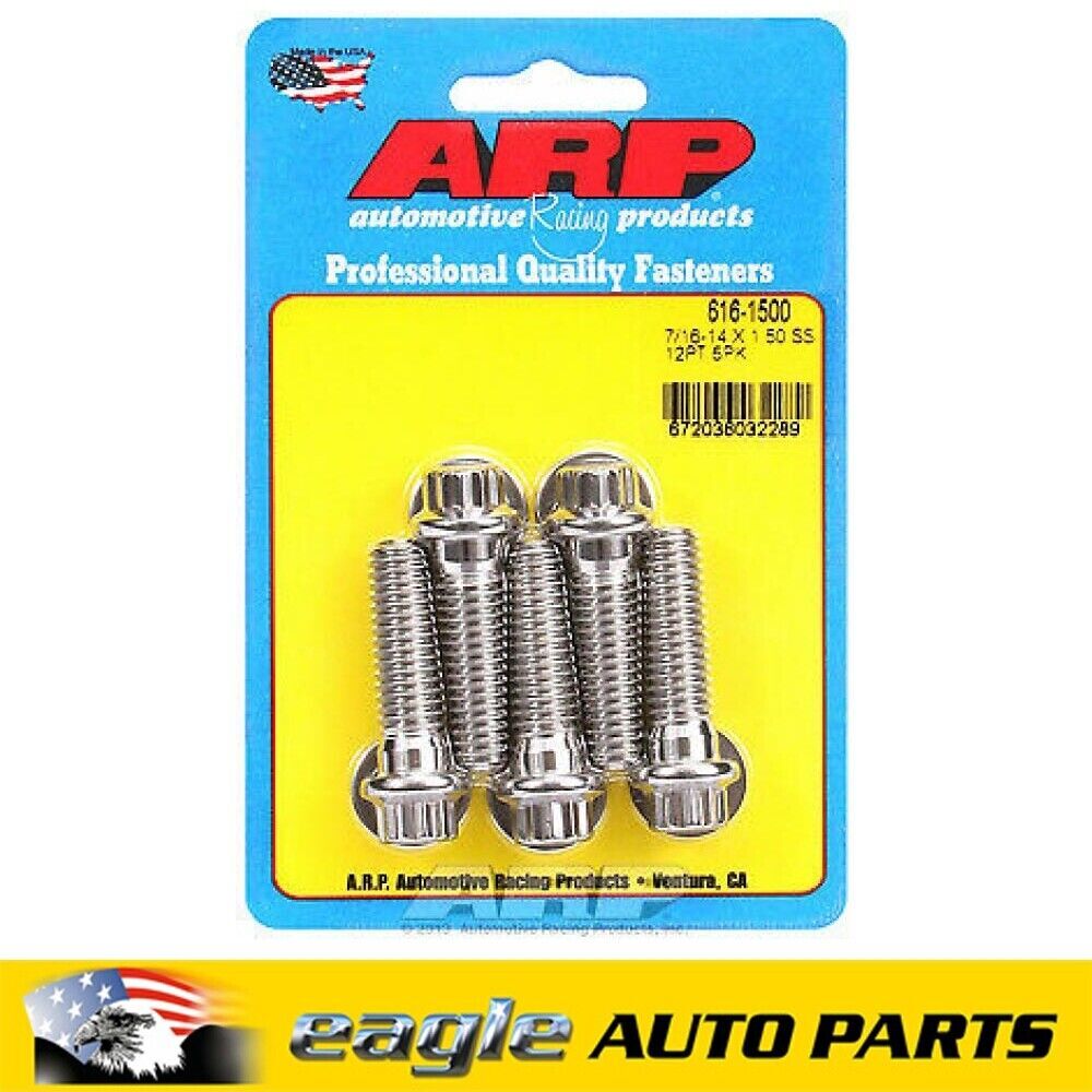 ARP Stainless Steel Bolts 7/16 in.-14 RH Thread, 1.50in  Pack of 5   # 616-1500