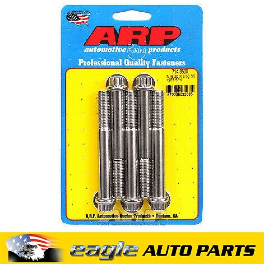 ARP Stainless Steel Bolts 12 pt 7/16" .-20 RHT 3.500" UHL, Set of 5 # 714-3500