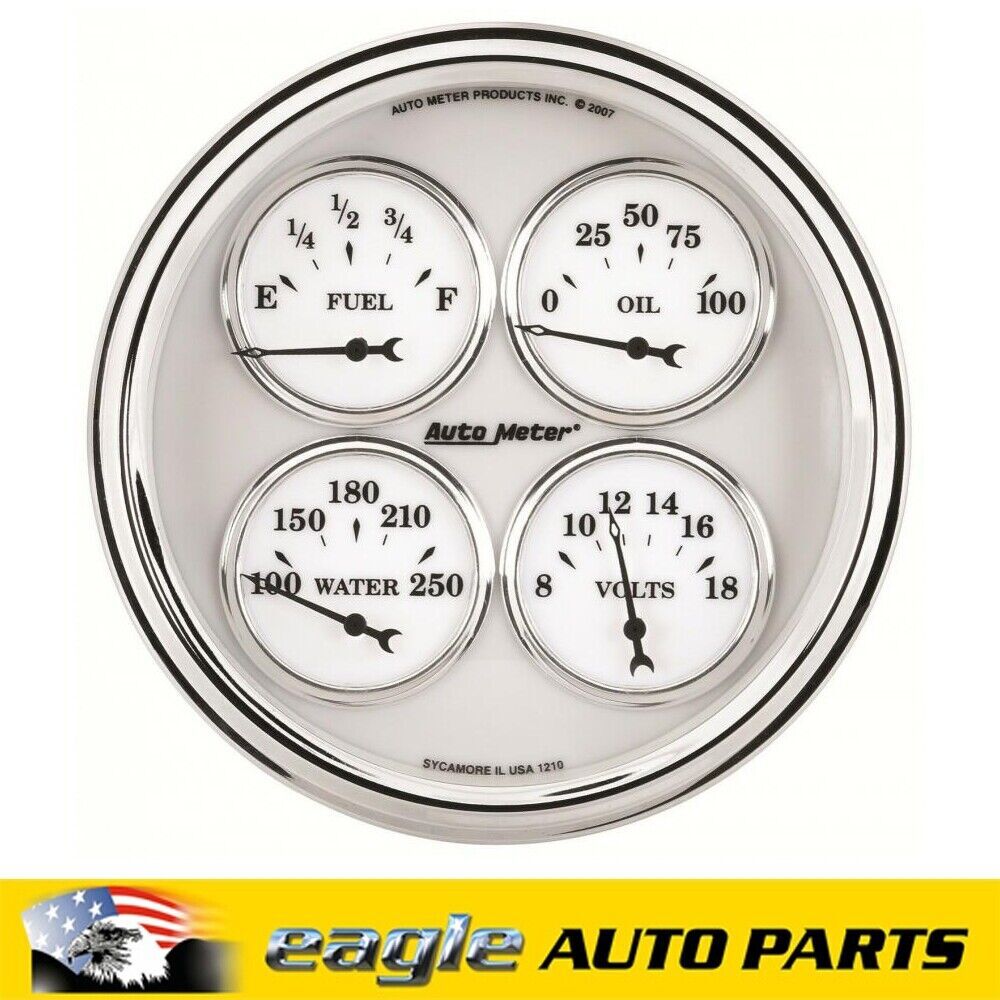 AutoMeter Old Tyme White Series Analog Gauge Kit Water Fuel Oil Volts  #  AU1210