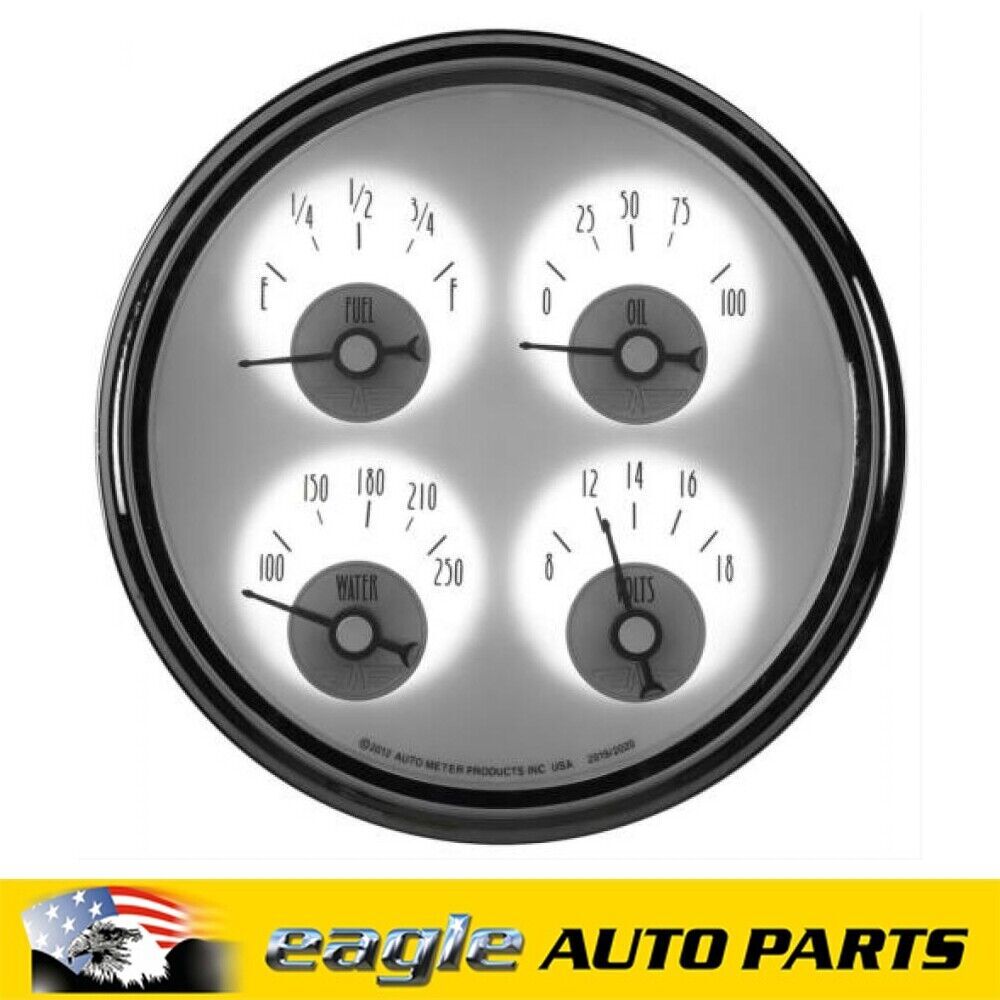 Auto Meter Prestige Pearl 5" Quad Gauge Fuel Oil Water Volt # AU2020