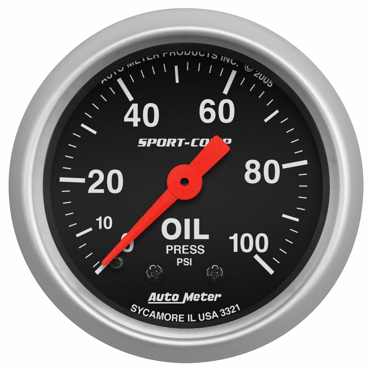 AutoMeter Sport-Comp Gauge Oil Pressure, 0-100 psi, 2 1/16". Analog # AU3321