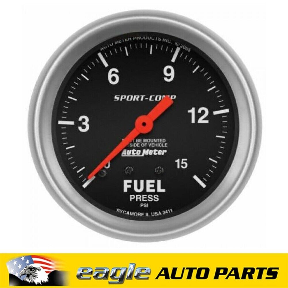 AUTOMETER SPORT COMP 2-5/8" MECHANICAL FUEL PRESSURE GAUGE 0-15 PSI # AU3411