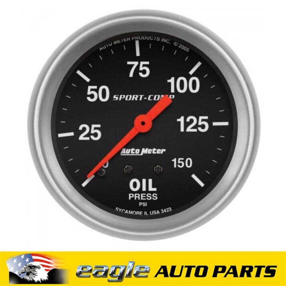 AutoMeter Sport-Comp Analog Gauge Oil Pressure, 0 - 150 psi, 2 5/8 in # AU3423