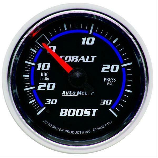 Auto Meter Cobalt Boost/Vacuum Gauge, 30 in. Hg/30 psi, 2.1/16" Dia # AU6103