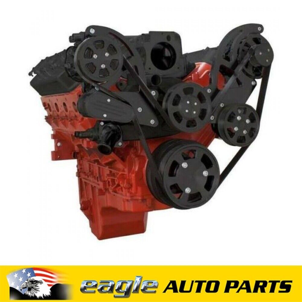 Chev LS Engine CVF Wraptor Black Serp Kit, A/C, P/S & ALT # B-LSX-WRAPTOR-AC-COR