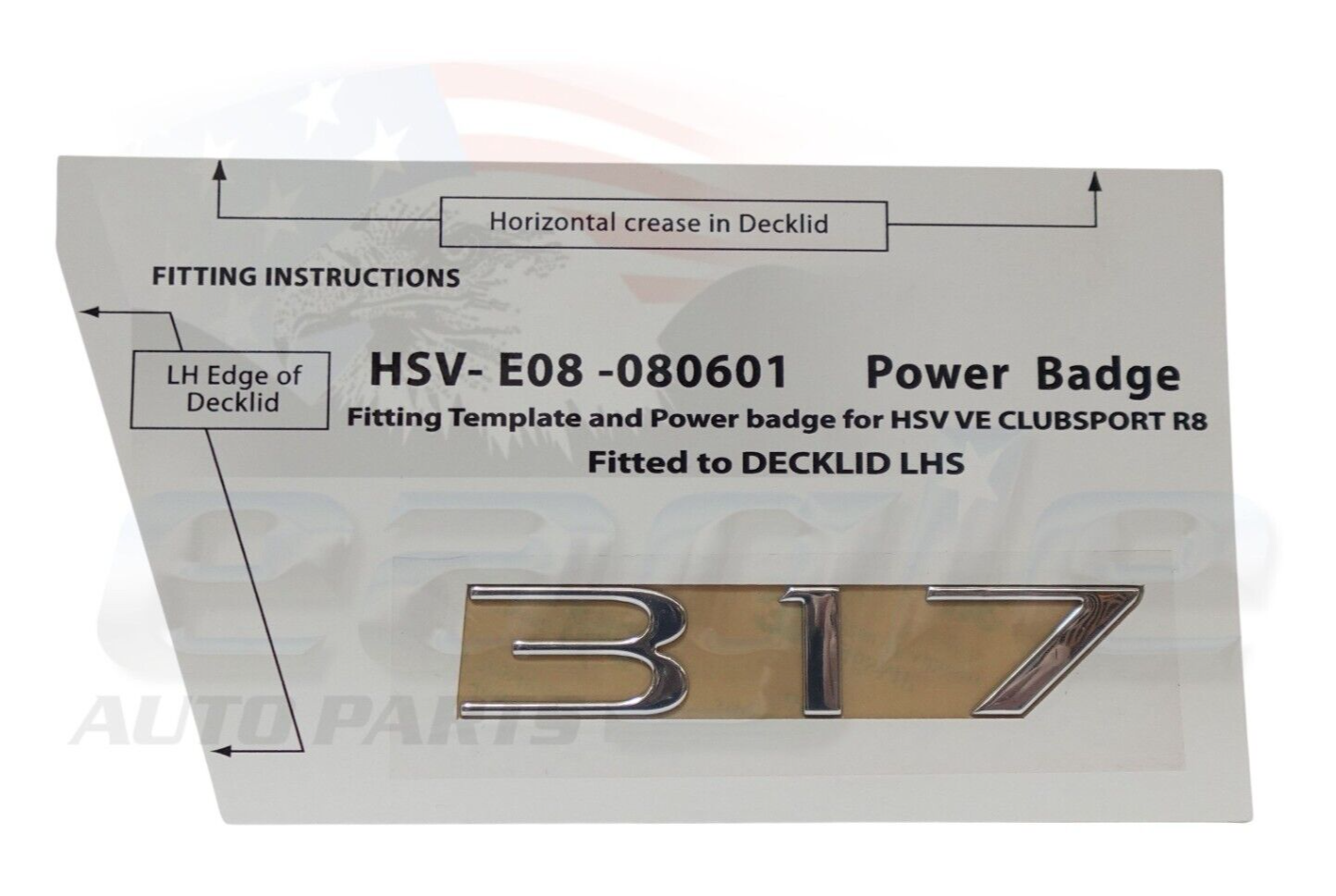 Genuine HSV " 317 " Power Badge Suits VE VF Clubsport R8 Tourer # E08-080601