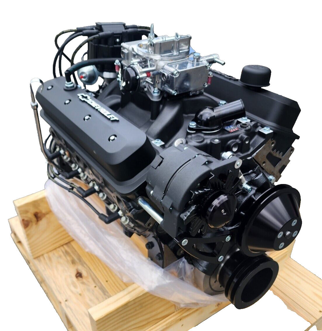 CHEV 350HO 350HP FLAT TAPPET BLACK RAT ROD LOOK ENGINE # GM350HO-BLK