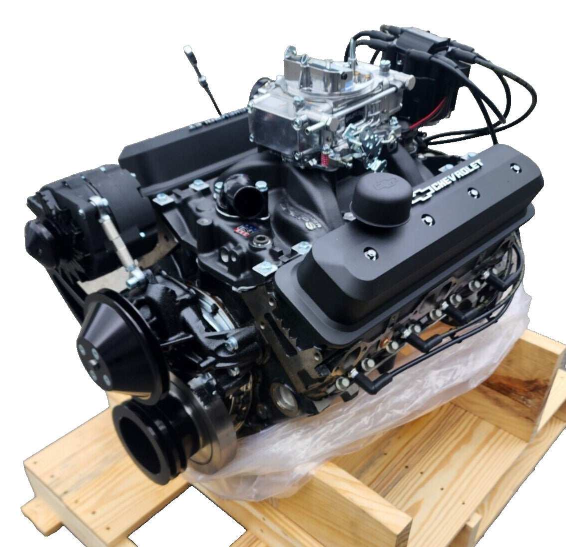 CHEV 350HO 350HP FLAT TAPPET BLACK RAT ROD LOOK ENGINE # GM350HO-BLK