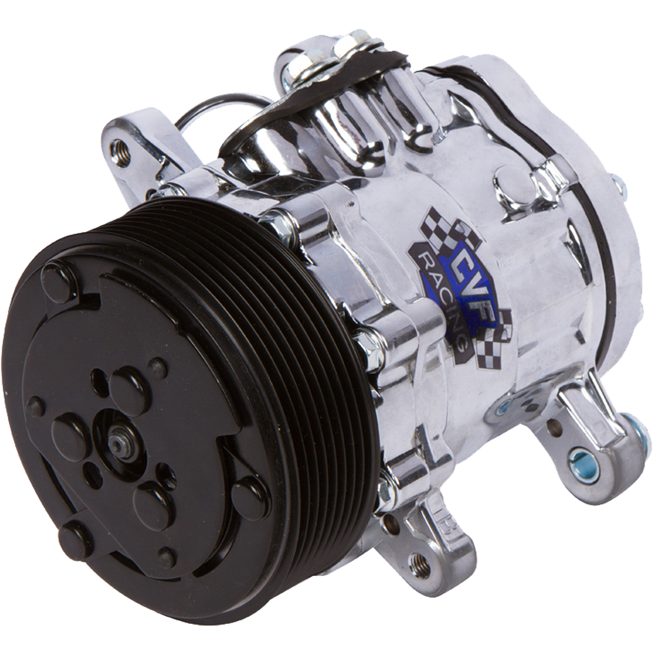 CVF Peanut Style AC Compressor, Chrome, 8 Rib Clutch # PEANUT-7B10-134AC 8R