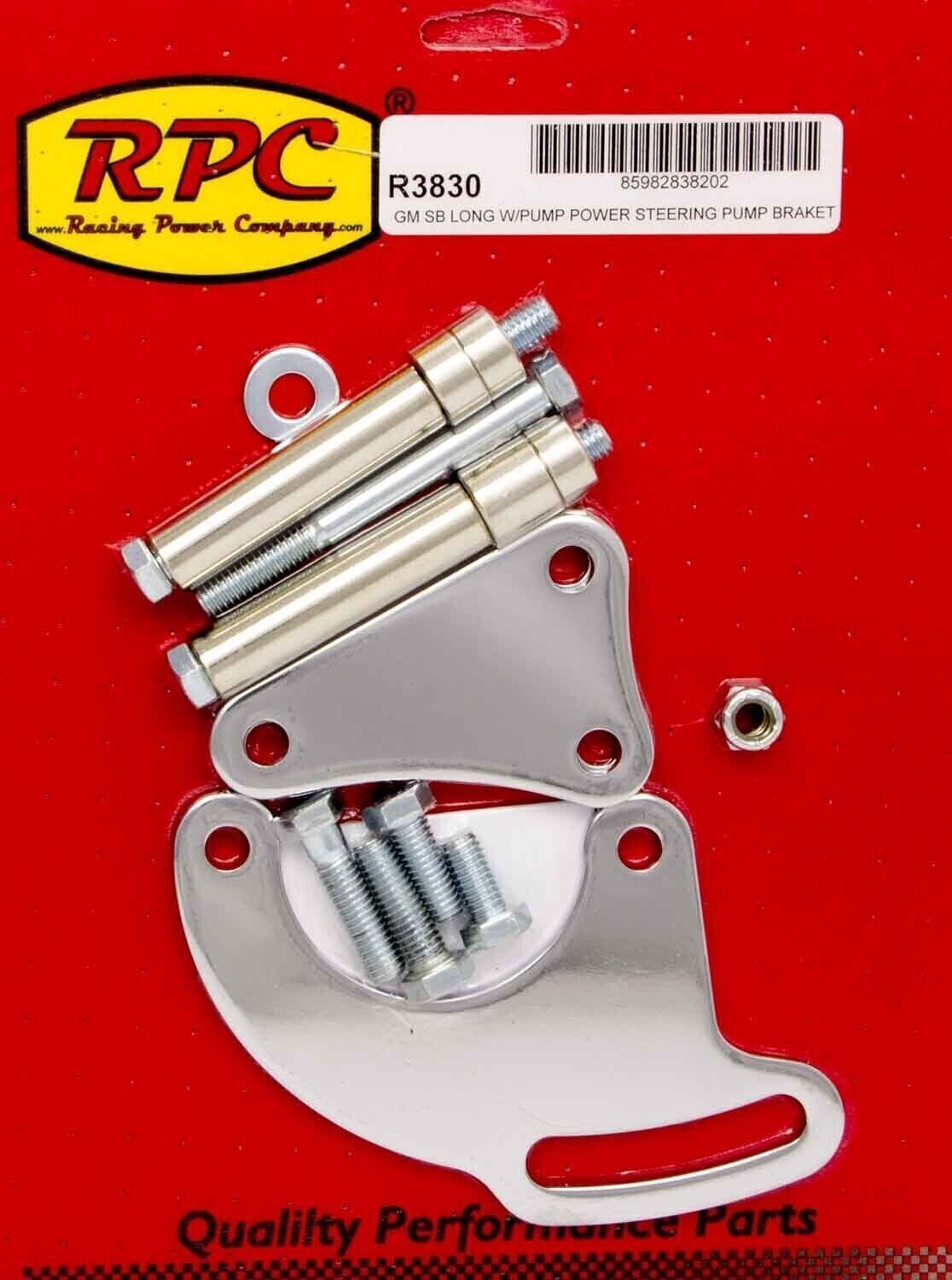 RPC CHEV 350 SMALL BLOCK POWER STEERING BRACKET SET UP CHROME LWP # R3830