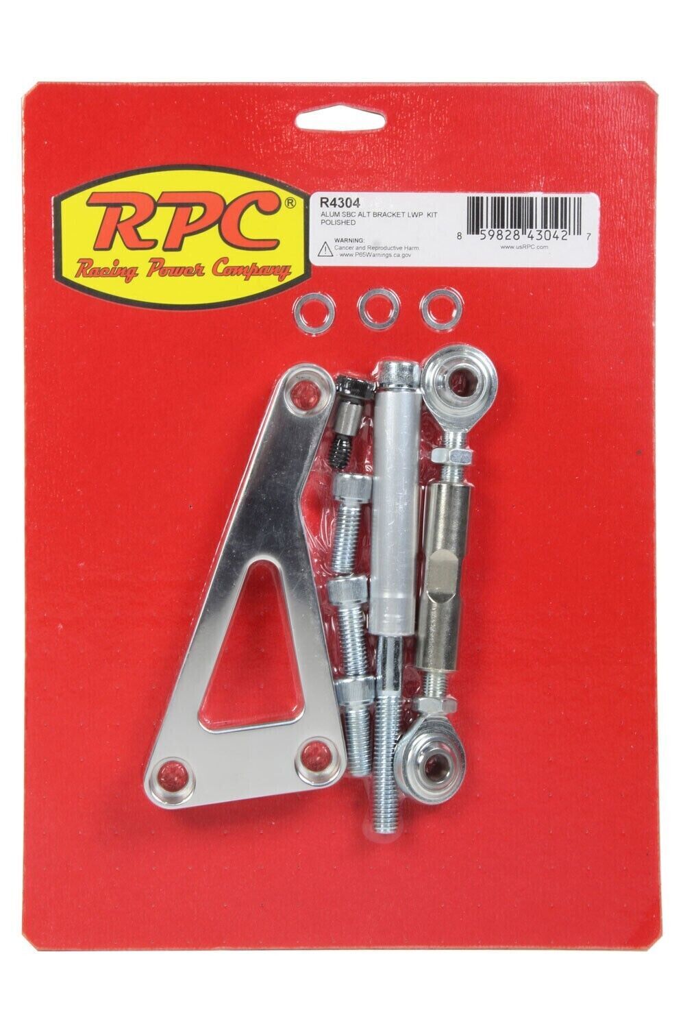 RPC CHEV 327 350 383 SBC POLISHED ALUMINUM ALTERNATOR BRACKET KIT LWP # R4304